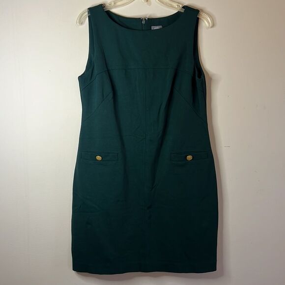 Vince Camuto Forrest Green Sheath Dress - Size 12 - Picture 1 of 14